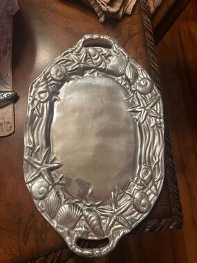 pewter sea shell dish